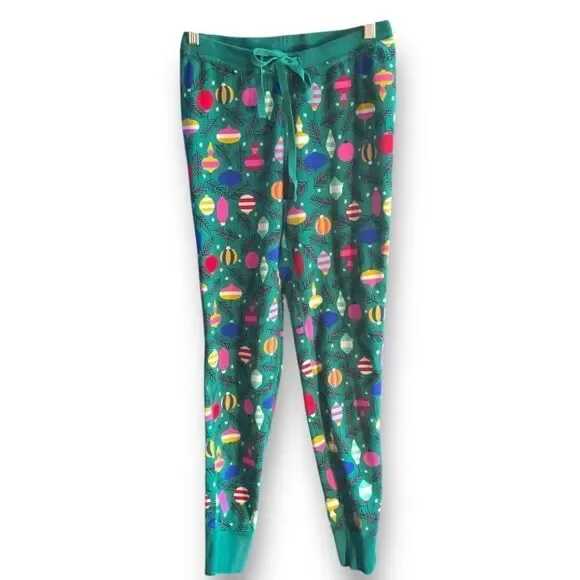 Hanna Andersson Festive Long John Pajama Pant Green Red Delightful Decorations - Picture 6 of 9